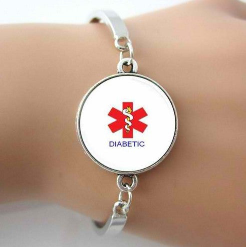 Alert Medical Diabetic Glass Tile Jewelry Bracelet